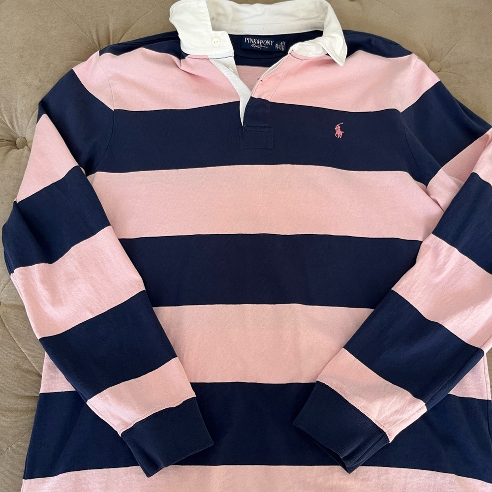 Polo Ralph Lauren Pink Pony Rugby shirt size xl